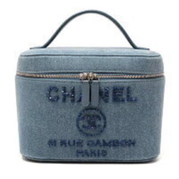 Chanel Handbags - Chanel Deauville Vanity Bag Pouch Denim Sequins Blue